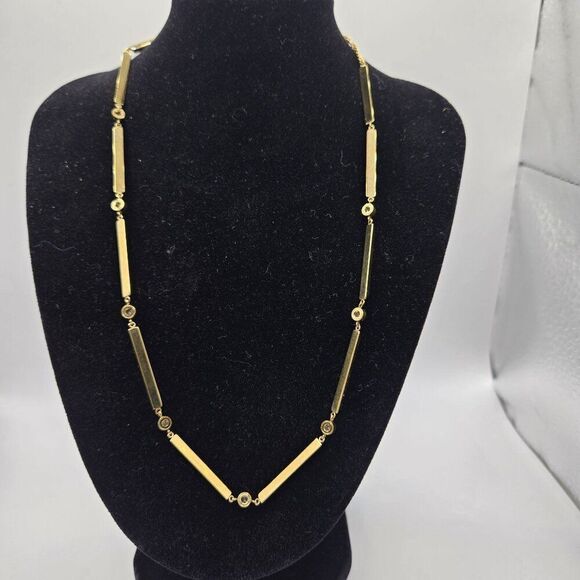 Michael Kors Gold Tone Necklace Rhinestone Accents 18 Inches - Picture 1 of 5